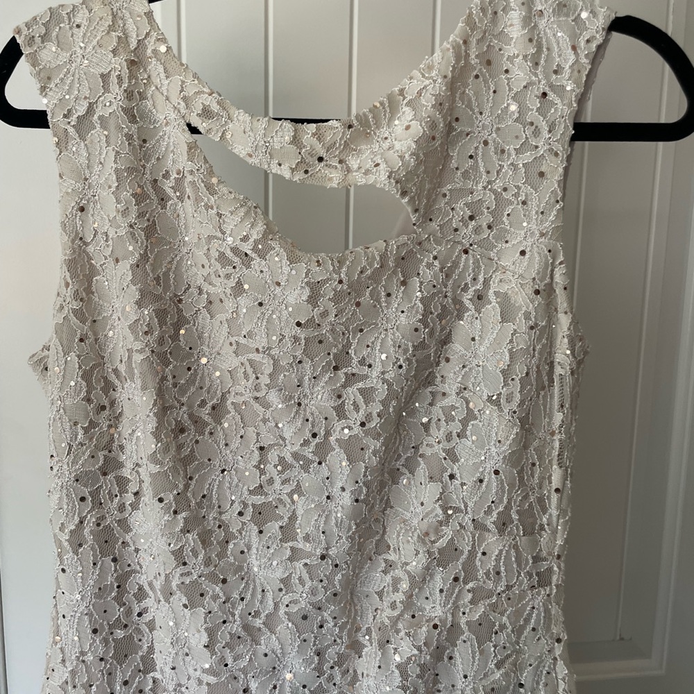 Gold/beige sequin gown. Size 8